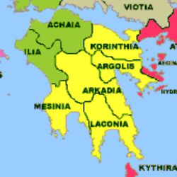 Peloponnese carte regions