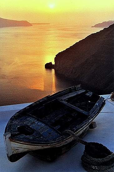 Soleil couchant à Santorin-Cyclades-Grèce