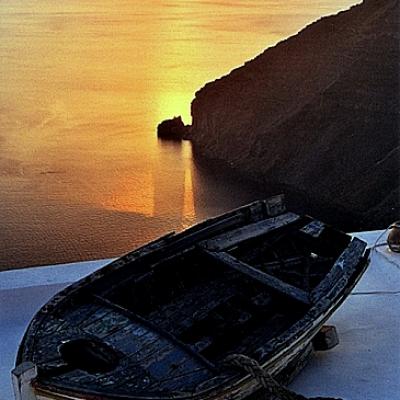 Soleil couchant à Santorin-Cyclades-Grèce