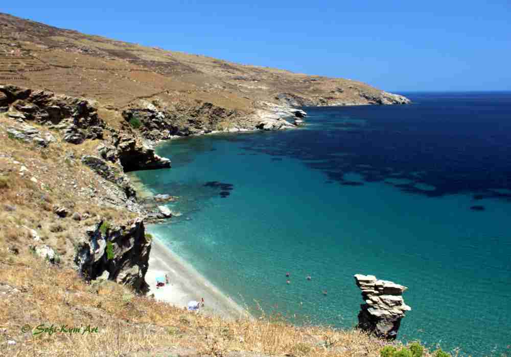 Plage Grias Pidima, île d'Andros Cyclades Grèce